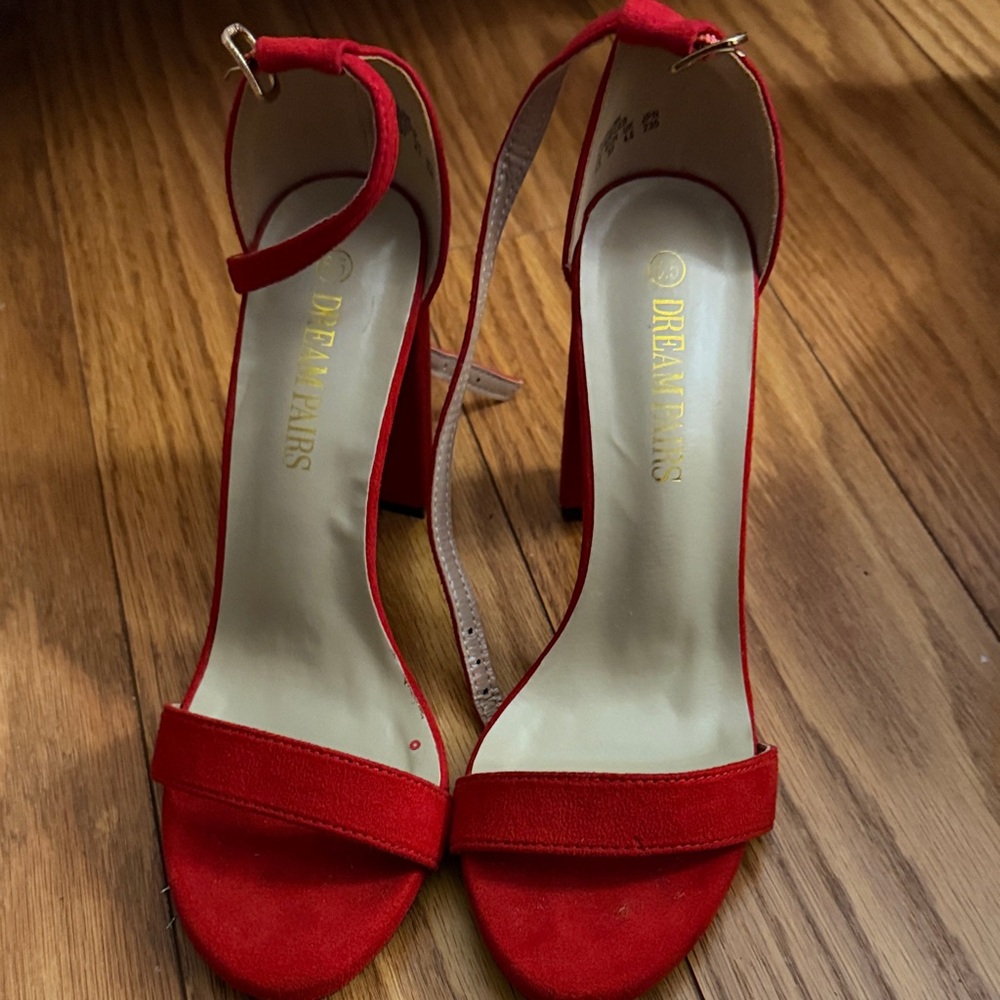 Dream Pairs Bold Red Ankle Strap Heels